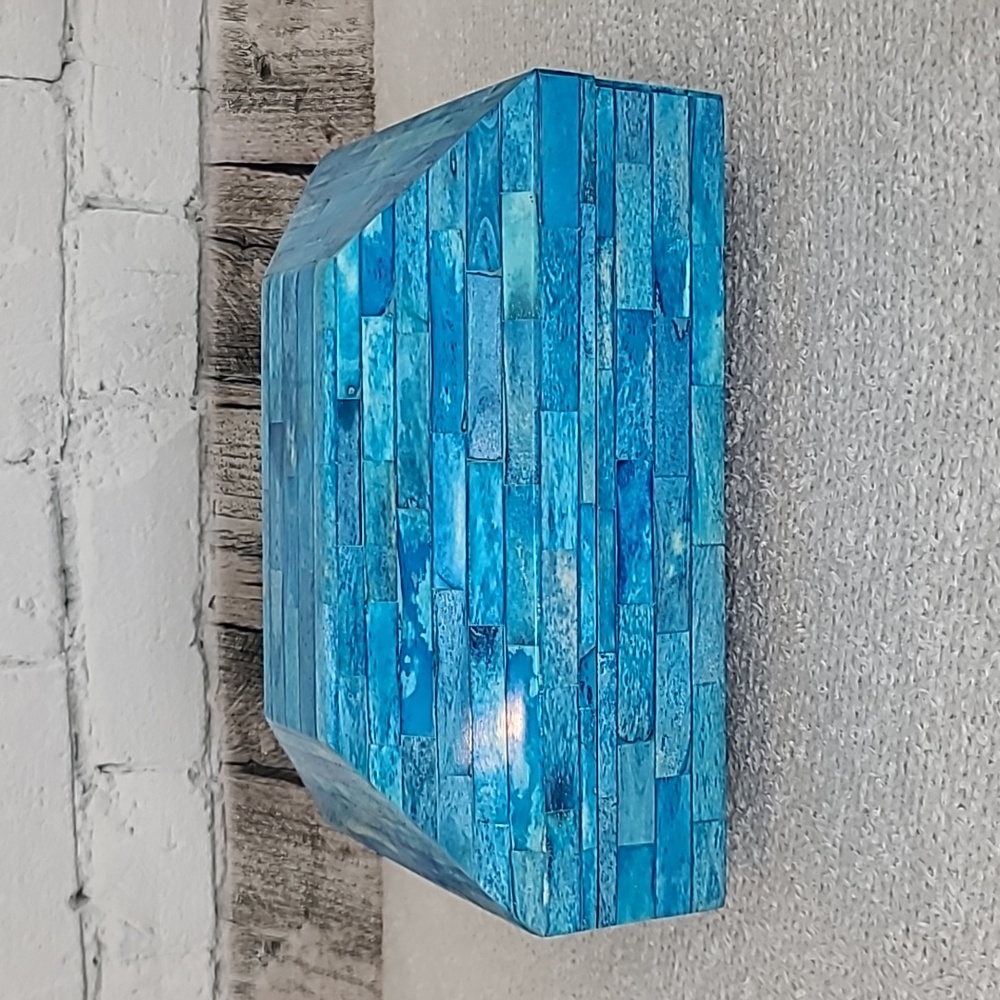 Handcrafted Handmade Bone Inlay Decorative Jewelry/Keepsake Display Box in Blue